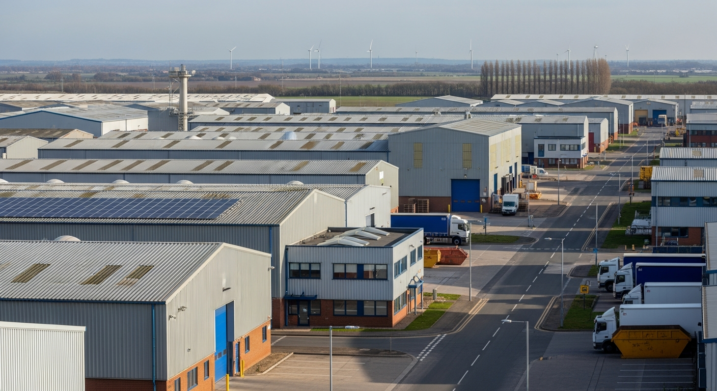 Commercial and industrial warehouses on a Norfolk industrial estate