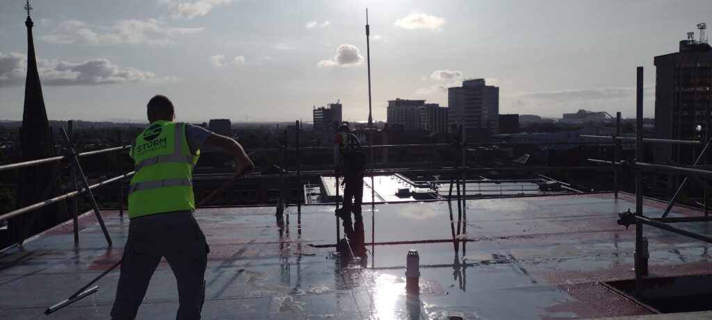 Commercial flat roof refurbishment by Storm Coatings